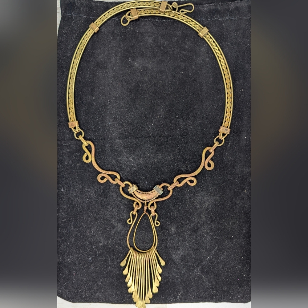 Artisan Gold Statement Necklace - image 2